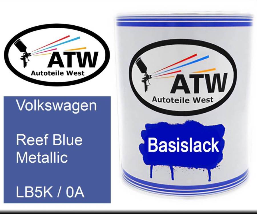 Volkswagen, Reef Blue Metallic, LB5K / 0A: 1L Lackdose, von ATW Autoteile West.